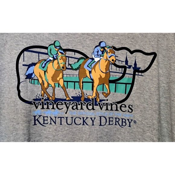 Vineyard Vines Men's L Gray 146th 2020 Kentucky Derby Short Sleeve T-Shirt - Picture 1 of 7